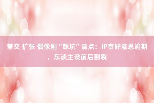 拳交 扩张 偶像剧“踩坑”清点：IP审好意思逾期，东谈主设前后割裂