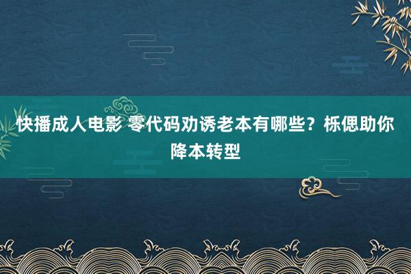 快播成人电影 零代码劝诱老本有哪些？栎偲助你降本转型