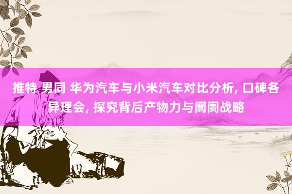 推特 男同 华为汽车与小米汽车对比分析， 口碑各异理会， 探究背后产物力与阛阓战略