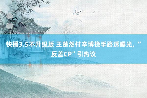 快播3.5不升级版 王楚然付辛博挽手路透曝光， “反差CP”引热议